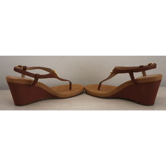 Lauren Ralph Lauren Women's Sz 8B Polo Tan/Brown Jeannie Wedge Sandals - Picture 11 of 13
